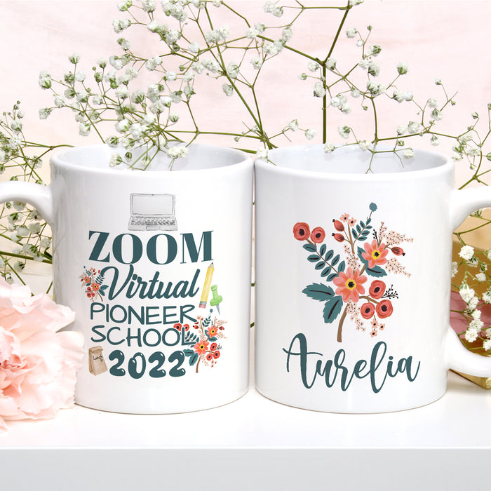 Personalized Back To School Mug Pioneer School Zoom Edition Laptop Print Custom Name 11 15oz Ceramic Coffee Cup