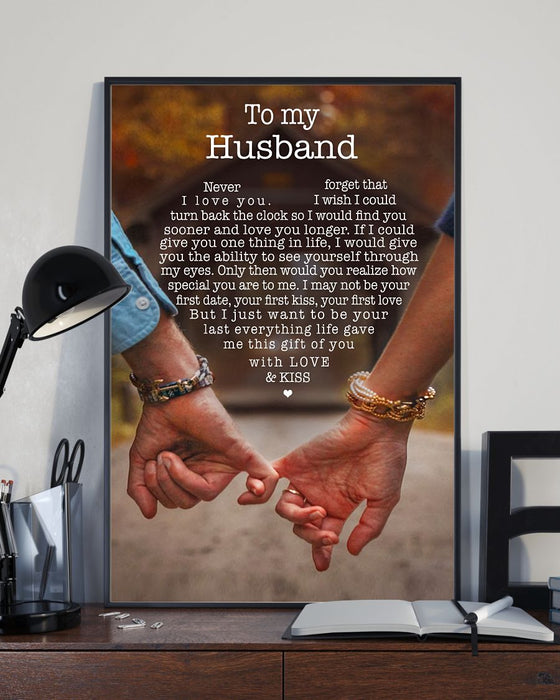 Personalized To My Husband Canvas Wall Art From Wife Heart Artwork Romantic Hand In Hand Custom Name Poster Prints
