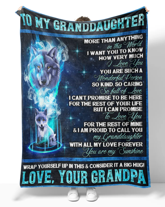 Personalized Fleece Blanket To My Granddaughter Lighting Wolf Premium Blankets Custom Name