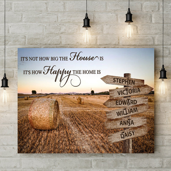 Personalized Wall Art Canvas For Family How Happy The Home Is Field Street Sign Poster Print Custom Multi Name