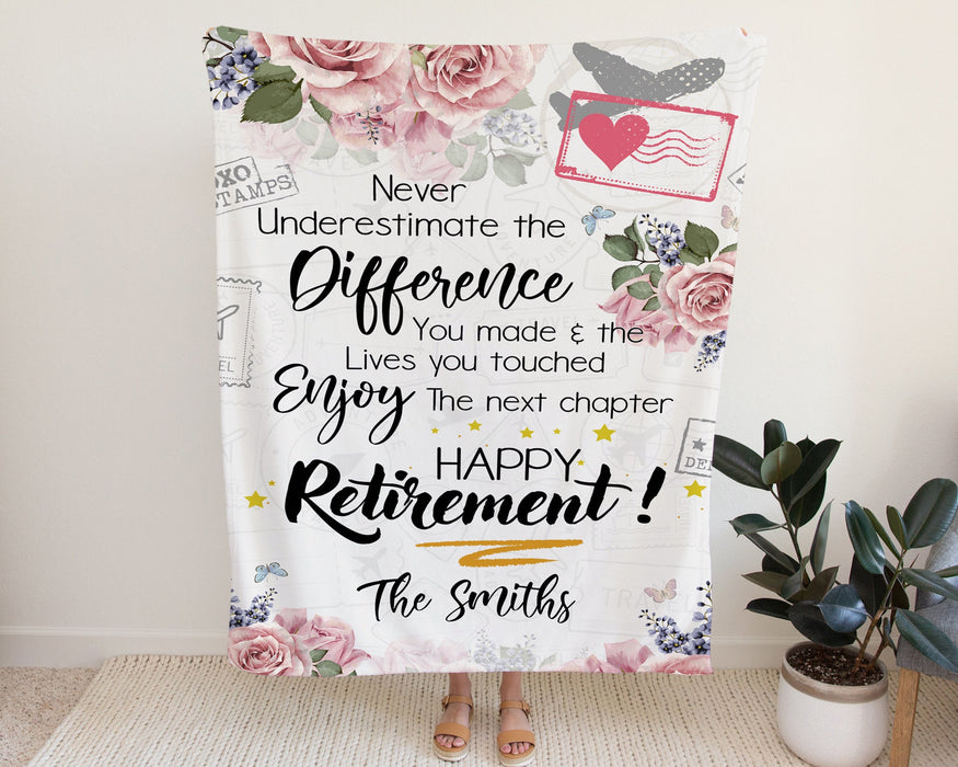 Personalized Retirement Blanket For Nurse Doctor Never Underestimated The Difference Custom Name Gifts For Men Women