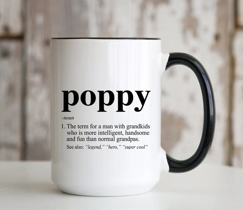 Personalized Accent Coffee Mug For Grandpa Funny Poppy Definition Custom Name 11 15oz Cup Father's Day Mug