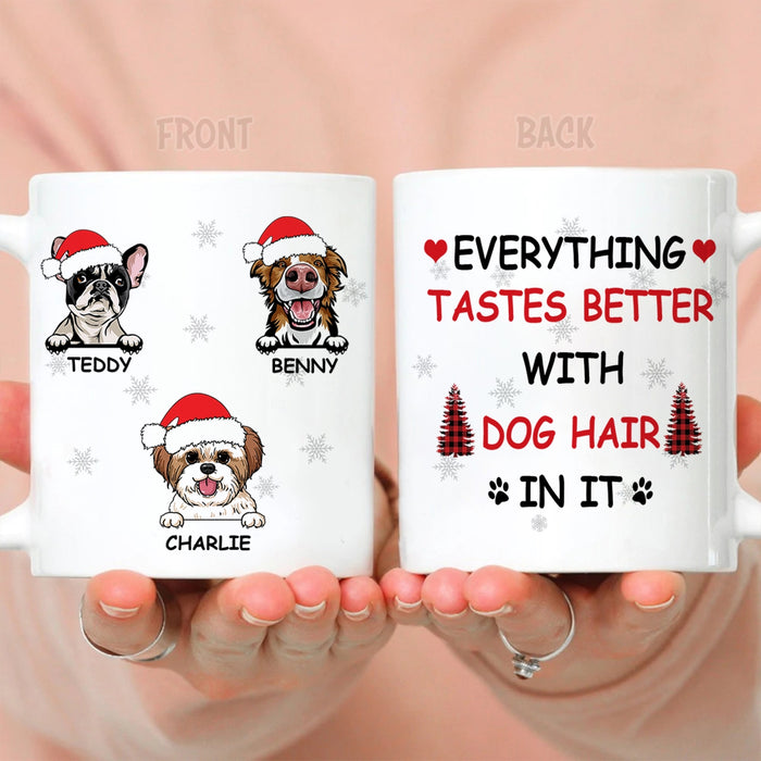 Personalized Coffee Mug Gifts For Dog Lovers Everything Tastes With Dog Hair Santa Custom Name Naughty Cup For Christmas