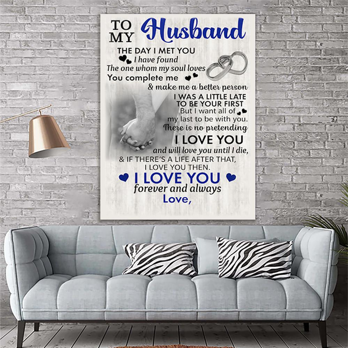 Personalized To My Husband Canvas Wall Art From Wife Hand In Hand You Make Me A Better Person Custom Name Poster Prints