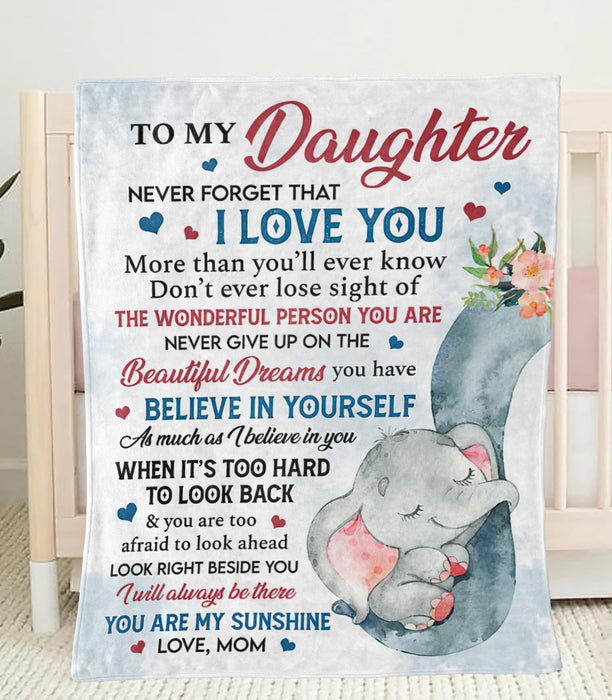 Personalized To My Daughter Blanket From Mom Sleeping Elephant Premium Blanket Never Forget That I Love You