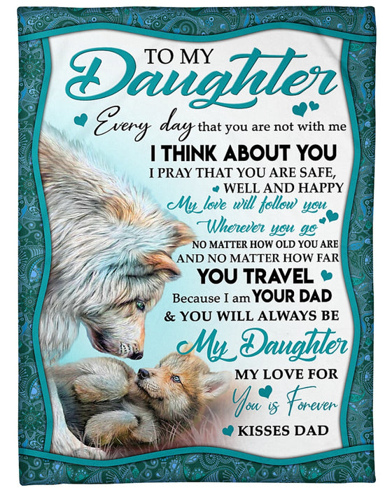 Personalized To My Daughter Blanket From Mom Dad Mandala Wolf My Love Will Follow You Custom Name Gifts For Christmas