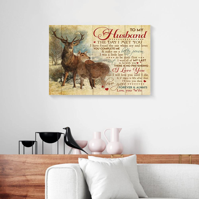 Personalized To My Husband Canvas Wall Art From Wife The Day I Met You Vintage Deer Couple Custom Name Poster Prints