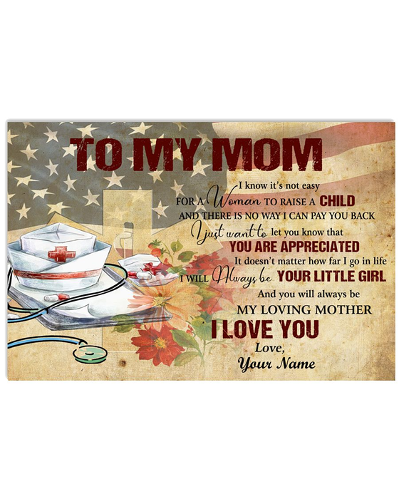 Personalized Canvas Wall Art For Nurse Mom For A Women To Raise Child USA Flag Custom Name Poster Prints Home Decor