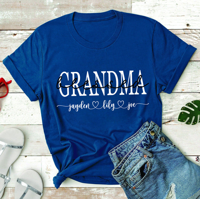 Personalized Shirt For Mimi Blessed Grandma With Grandkid Name Classic Cute Shirts