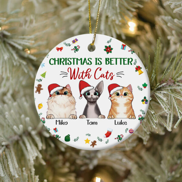 Personalized Ornament For Cat Lovers Xmas Is Better With Pets Gingerbread Custom Name Tree Hanging Gifts For Christmas