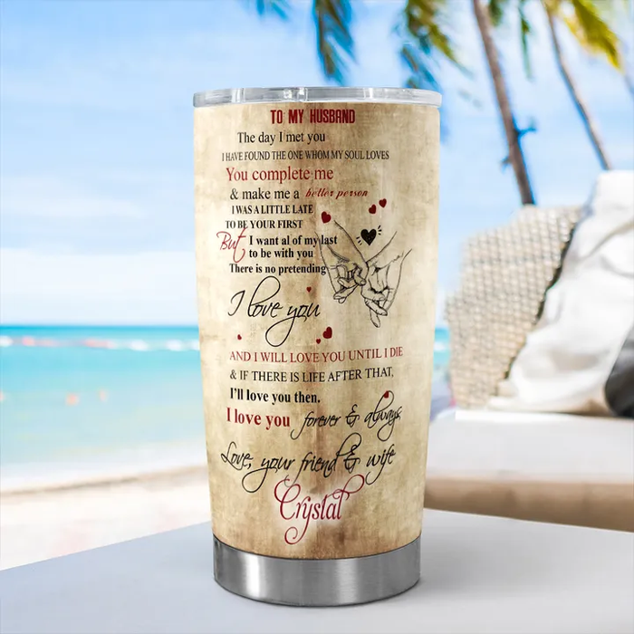 Personalized To My Husband Tumbler From Wife The Day I Met You Pinky Hand Custom Name Gifts For Anniversary