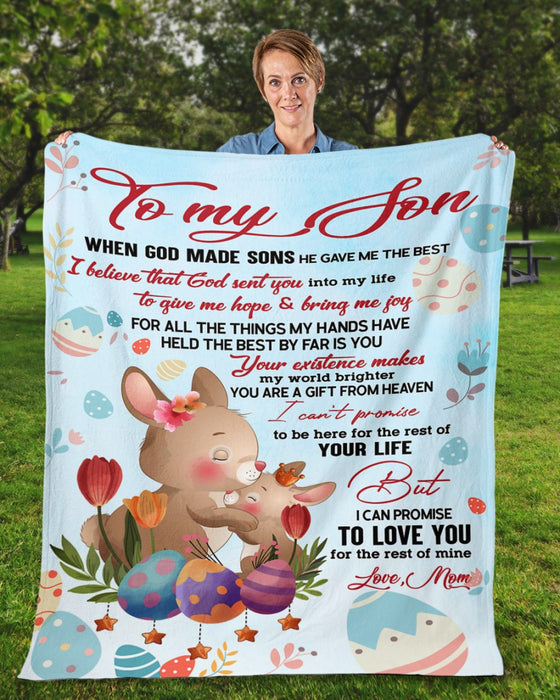 Personalized To My Son Blanket From Parents Custom Name Cute Rabbit Bunny I Can Promise To Love You Gifts For Christmas
