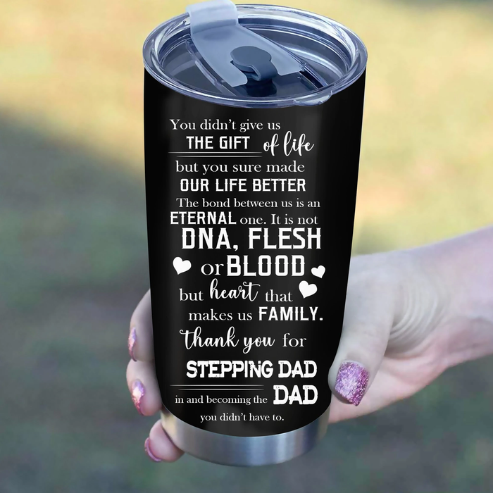 Personalized Tumbler Gifts For Step Dad The Bond Between Us Is An Eternal One Custom Name Travel Cup For Christmas
