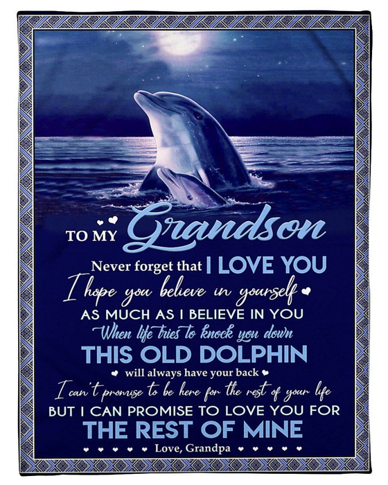 Personalized To My Grandson Blanket From Grandparents Dolphin Always Have Your Backs Custom Name Gifts For Christmas