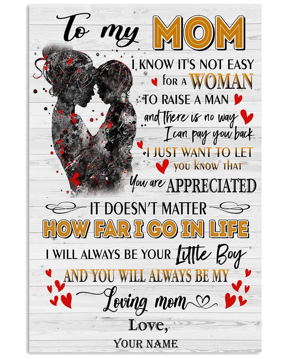 Personalized Canvas Wall Art For Mom From Son Silhouette How Far I Go In Life Custom Name Poster Prints Home Decor