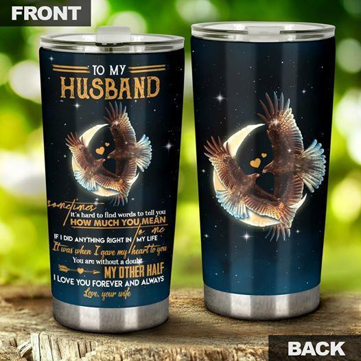 Personalized To My Husband Tumbler From Wife Flying Eagles How Much You Mean To Me Custom Name Gifts For Anniversary