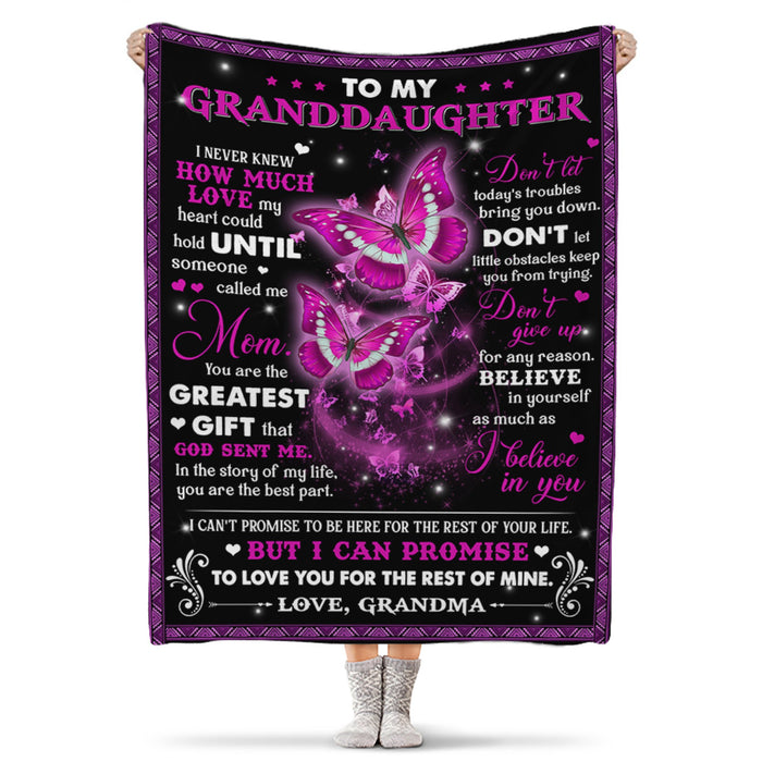 Personalized To My Granddaughter Blanket From Grandma Don'T Let Today Troubles Bring You Down Butterflies Printed