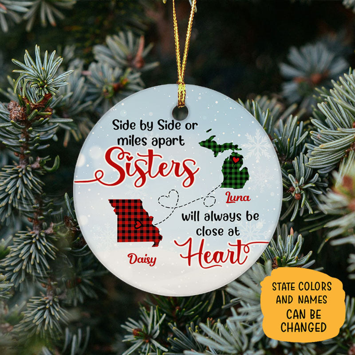 Personalized Ornament Long Distance Gifts For Friends Sisters Close At Heart Long Distance Custom Name Xmas Tree Hanging