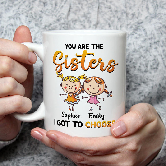 Personalized Ceramic Coffee Mug For Bestie BFF The Sister I Got To Choose Cute Girl Print Custom Name 11 15oz Cup