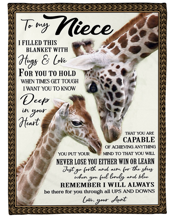 Personalized To My Niece Blanket From Aunt Uncle Baby Giraffe Know Deep In Your Heart Custom Name Gifts For Christmas