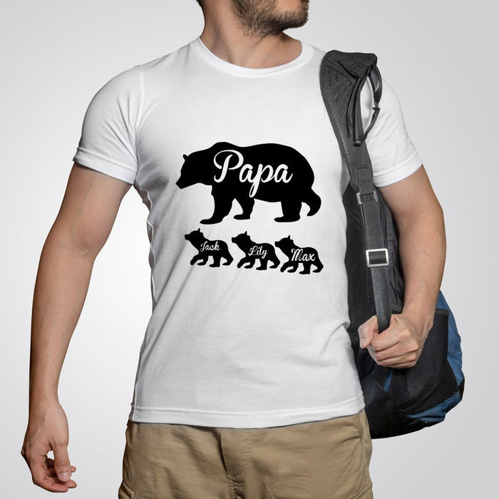 Personalized T-Shirt For Grandpa Old And Baby Bear Printed Custom Grandkid'S Name Father'S Day Shirt