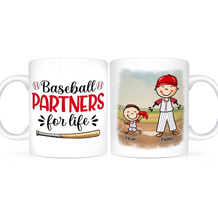 Personalized Ceramic Coffee Mug Baseball Partners For Life To Dad Funny Cute Kids Print Custom Name 11 15oz Cup