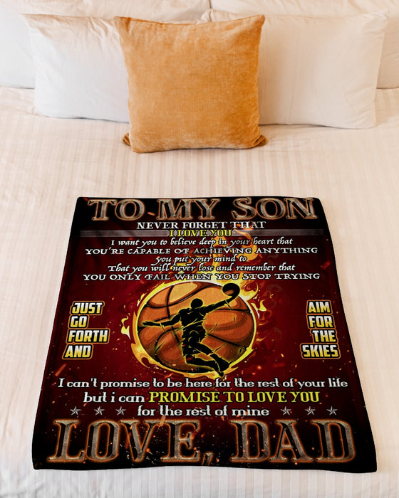 Personalized To My Son Blanket From Dad Mom Custom Name Basketball Never Forget That I Love You Gifts For Christmas