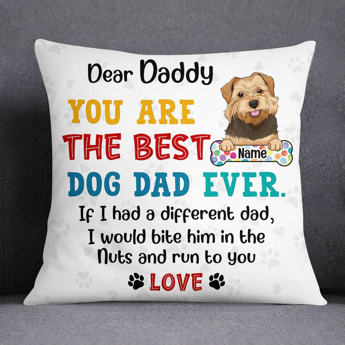 Personalized Square Pillow Gifts For Dog Lover I Would Bite Him Run To You Custom Name Sofa Cushion For Birthday