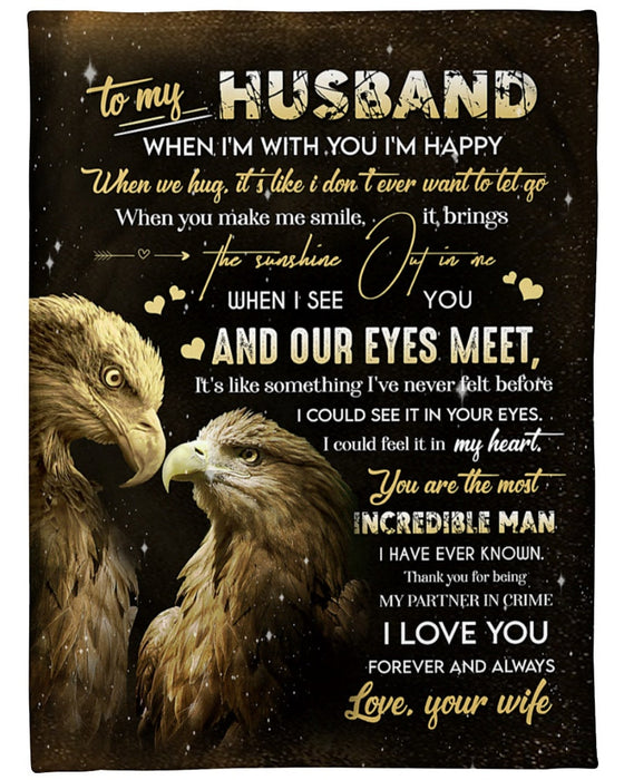 Personalized Blanket To My Husband Thank You For Being Partner In Crime Eagle Couple Blanket For Valentine Custom Name