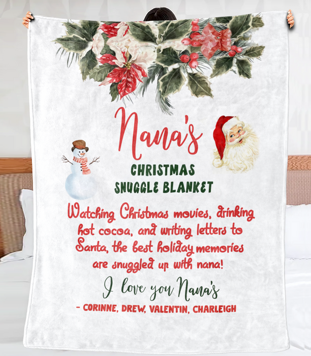 Personalized To My Grandma Blanket From Grandkids Snuggled Up With Nana Snowman Custom Name Gifts For Birthday