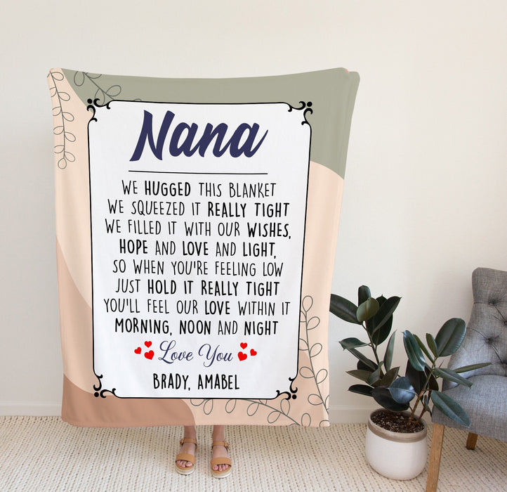 Personalized To My Grandma Blanket From Grandkids Nana We Hugged This Blanket Custom Name Gifts For Christmas