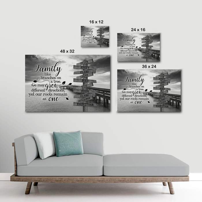 Personalized Wall Art Canvas For Family Remain As One Black And White Street Sign Poster Print Custom Multi Name