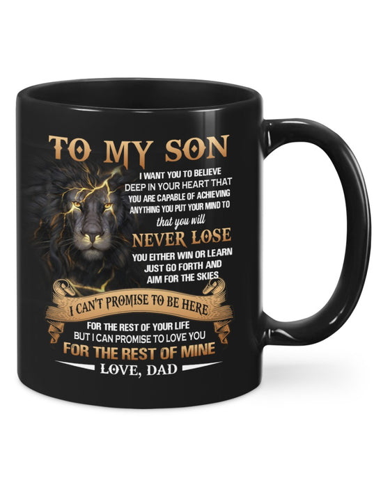 Personalized To My Son Coffee Mug From Mom Dad I Can't Promise Lion Lighting Custom Name Black Cup Gifts For Birthday