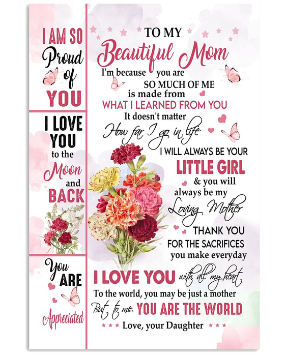 Personalized Canvas Wall Art For Mommy From Children How Far I Go In Life Flowers Custom Name Poster Prints Home Decor