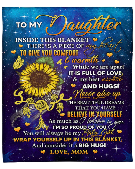 Personalized Fleece Blanket To My Daughter Print Sunflower Dream Catcher From Mom You Will Always My Baby Girl