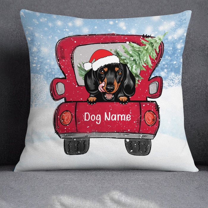 Personalized Square Pillow Gifts For Dog Owner Christmas Car Tree Pet Lovers Custom Name Sofa Cushion For Christmas