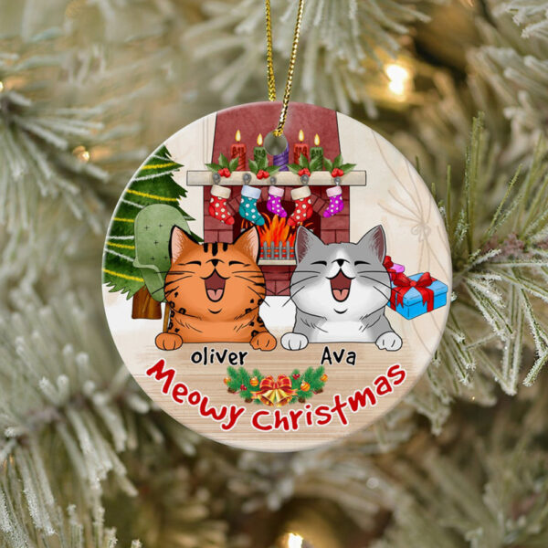 Personalized Ornament For Cat Owners Smiling Pet Stocking Jingle Bell Custom Name Tree Hanging Gifts For Christmas Xmas