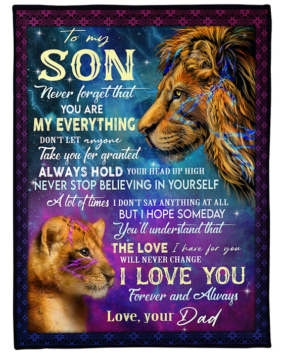 Personalized To My Son Blanket Gifts From Mom Dad Lion Always Hold Your Head Up High Custom Name For Birthday Christmas