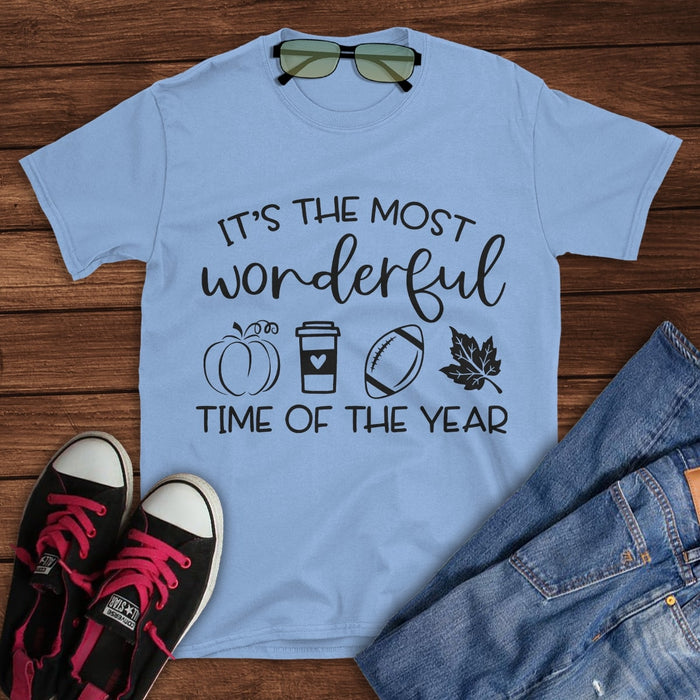 Classic T-Shirt For Kids It's The Most Wonderful Time Of The Year Pumpkin Spice Maple Leaf Football Lovers Shirt