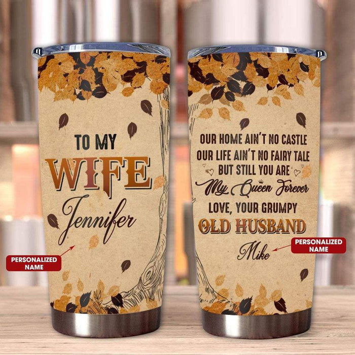 Personalized To My Wife Tumbler From Husband You Are My Queen Forever Vintage Custom Name Travel Cup Gifts For Birthday