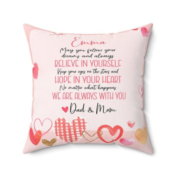 Personalized To My Daughter Square Pillow Hearts Keep Your Eyes On The Stars Custom Name Sofa Cushion Gifts For Xmas