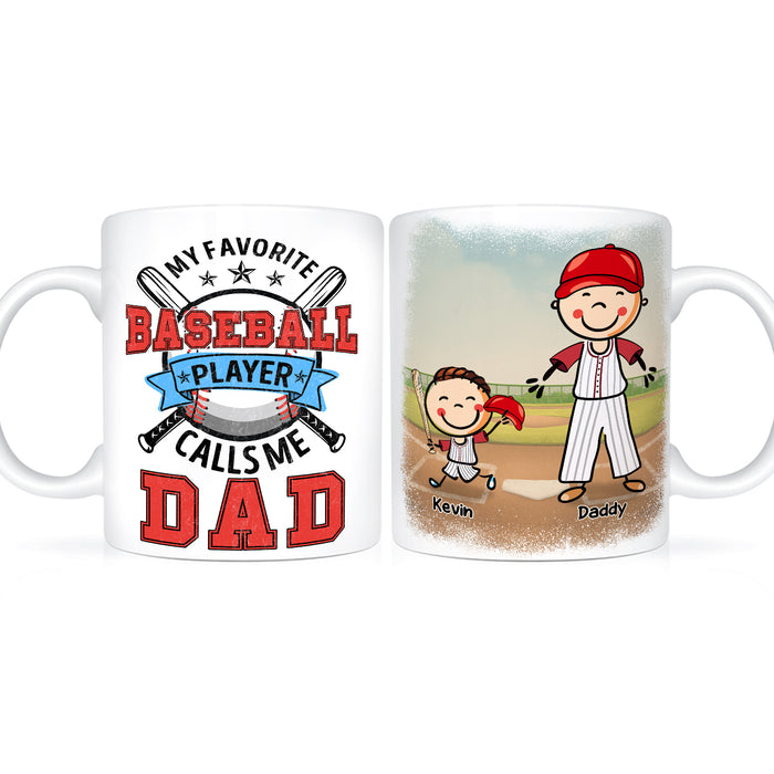 Personalized Ceramic Coffee Mug For Baseball Lovers To Dad Cute Kids With Bat & Ball Print Custom Name 11 15oz Cup