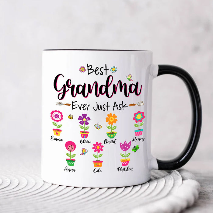 Personalized Coffee Mug Gifts For Nana Flower Awesome Grandma Ever Just Ask Custom Grandkids Name Mothers Day Accent Cup