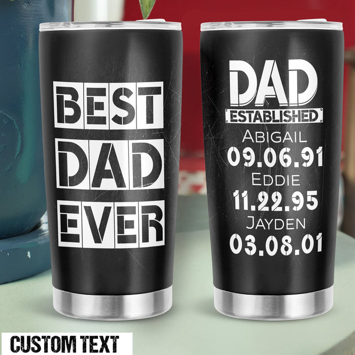 Personalized To My Daddy Tumbler From Son Daughter Black Dad Established Custom Name 20oz Travel Cup Gifts For Birthday