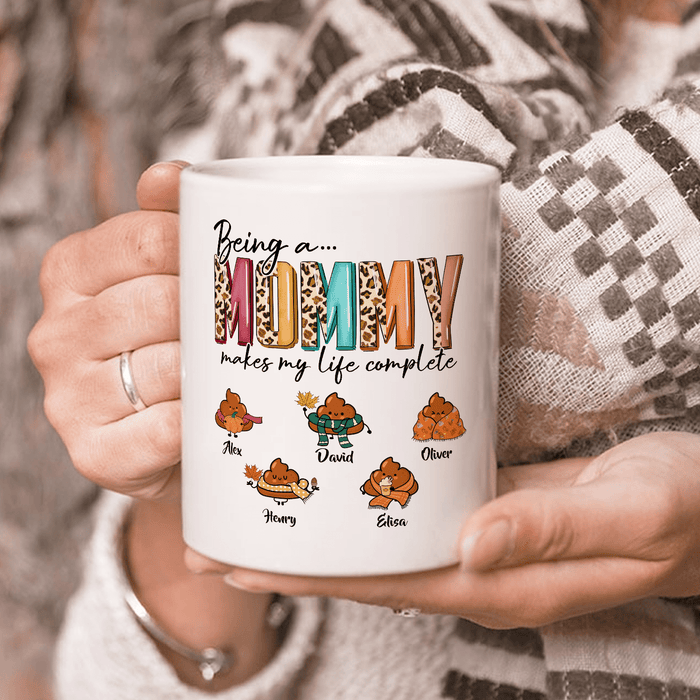 Personalized Ceramic Coffee Mug For Mom Being A Mommy Cute Shit Print Custom Kids Name 11 15oz Leopard Autumn Cup