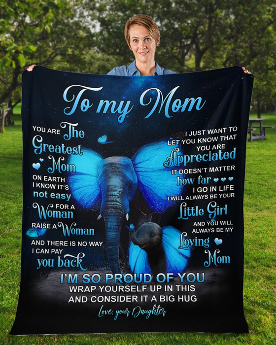 Personalized Lovely Blanket To My Mom On Mothers Day Elephant Butterfly Ears Blanket Custom Name