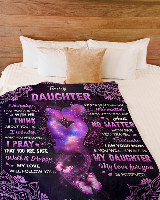 Personalized Blanket To My Daughter From Mom Mommy & Baby Printed Mandala Design Galaxy Background Custom Name