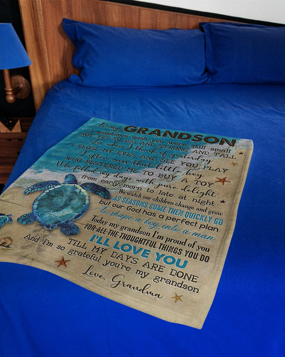 Personalized To My Grandson Blanket From Grandpa Grandma Love You Till My Days Are Done Custom Name Gifts For Birthday