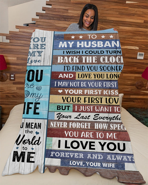 Personalized Blanket To My Husband From Wife You Are My Love Wooden Background Custom Name Premium Blanket