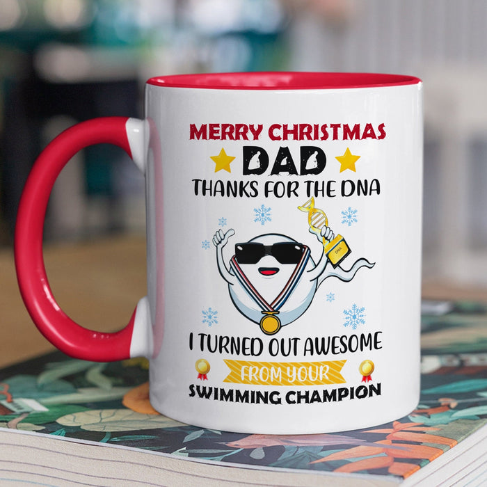 Funny Coffee Mug For Dad From Kids Thank For The DNA Swimming Winner Novelty Ceramic Cup Gifts For Christmas Xmas